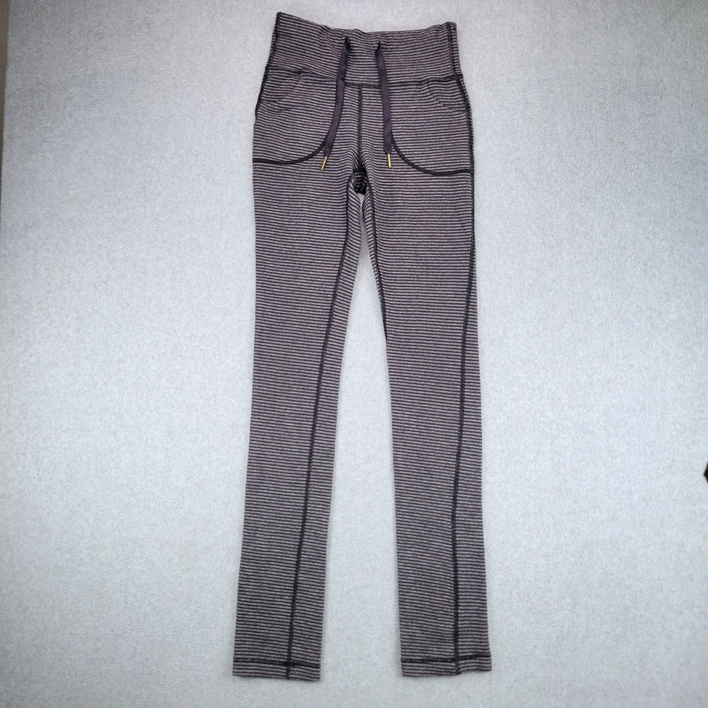 Lululemon Striped Athletic Pants Women XS Gray Stripe Dye Drawstring Pocket